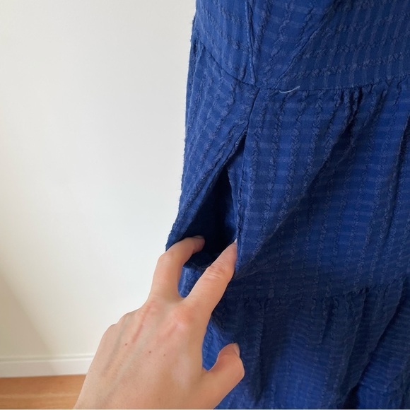 Anthropologie Blue Texture Linen Blend Flutter Sleeve Amadi Adler Tunic Dress XS - Picture 9 of 12